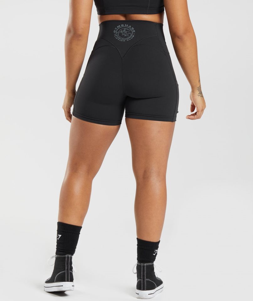 Women's Gymshark Legacy Ruched Tight Shorts Black | NZ 5GHSWR